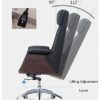 NMDCDH Leather Executive High-Back Home Office Chair, Rolling Swivel Adjustable Task Chair with Bionic Leather Seat for Women Adults, Black
