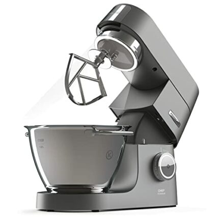 Kenwood Chef Titanium Stand Mixer for Baking - Powerful and Stylish Kitchen Machine in Silver, with K-beater, Dough Hook, Whisk and 4.6L Bowl, 15