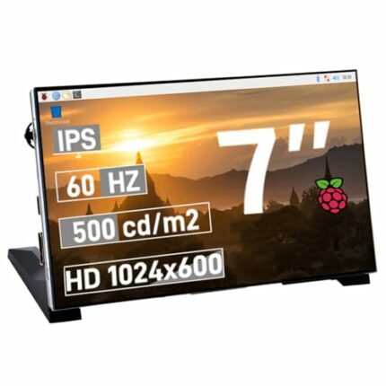 GeeekPi 7 Inch LCD Screen for Raspberry Pi, 1024x600 IPS LCD Display with Stand, HDMI Portable Monitor for Raspberry Pi 5/Pi 4B/3B+/3B/B+/Zero/40