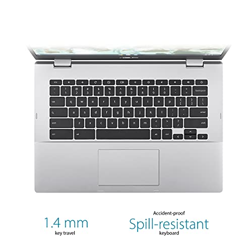 ASUS Chromebook CX1, 14" Full HD NanoEdge Display, Intel Celeron N3350 Processor, 64GB eMMC, 4GB RAM, Chrome OS, Transparent Silver, CX1400CNA-AS