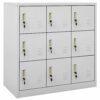 vidaXL 2x Locker Cabinets Home Office School Modern Locker-Style Storage Side Document Cabinet Organiser Cupboard Light Grey Steel