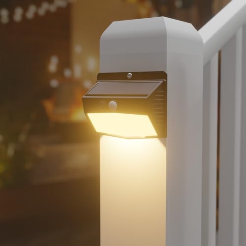 4 Packs Solar Security Lights Outdoor Motion Sensor, 138 LED Solar Fence Lights With 3 Modes, IP65 Waterproof Solar Lights Outdoor, Solar Wall Li