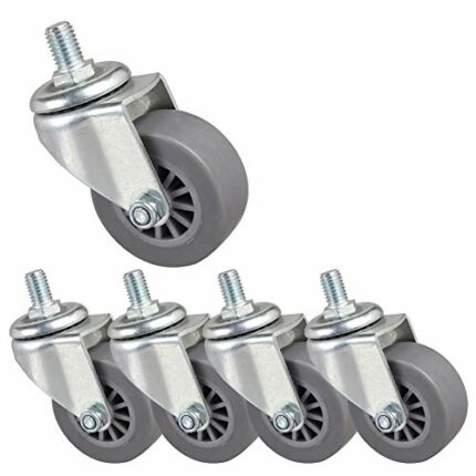 SKOAJAS Plate Casters 5 Thread M10 Castor wheels for Furniture and office chair 50mm 2inch swivel casters 160kg Silent PU universal bearing Dust-