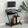 SogesPower Mobile Computer Desk Work Workstation with Printer Shelf and Keyboard Space Computer Workstation for Home and Office,Black