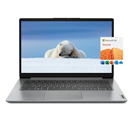 Lenovo Ideapad 1 14" HD Thin Light Student Laptop Computer, Intel Pentium N5030 4-Core, 4GB DDR4 RAM, 128GB eMMC + 128GB MSD Card, Webcam, Blueto