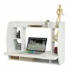 Haotian FWT18-W, White Drop-Leaf Table Desk, Wood Children Table,Home Office Table Desk Workstation Computer Desk with Storage Shelves, Trestle D