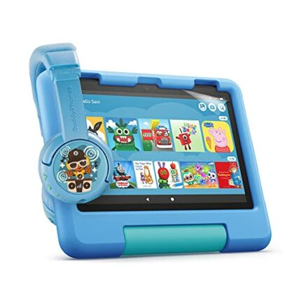 Fire HD 8 Kids tablet (Blue) + BuddyPhones PlayTime Bluetooth Child Headphones (Blue Drop) + NuPro Screen Protector (2-pack)