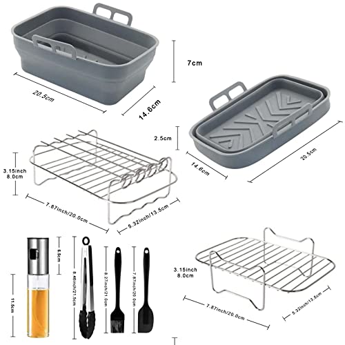 Air Fryer Accessories, 8 Pcs Dual Air Fryer Accessories for Ninja Air Fryer AF400UK & AF451UK & Tower T17088 & AF300UK, Collapsible Air Fryer Lin