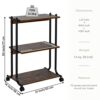 Becko Mobile Printer Stand 3 Tiers Wood/Metal Utility Cart with Shelf, Rolling Cart Storage Rack with Wheels/Anti-Slip Pads for Home Office (Brow
