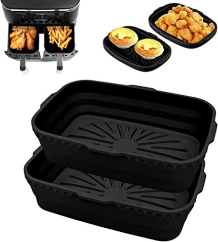 4PCS Silicone Liner for Ninja Dual Air Fryer,SHUOMAO 8inch Foldable Air Fryer Liner Reusable Silicone Air Fryer Basket Accessories for Ninja AF30