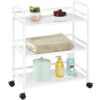 HDANI 3 Tier Rolling Cart,Heavy Duty Multifunctional Metal Frame-Supports 40 Lbs Per Tier,Rolling Cart with 2 Lockable Wheels for Office,Home,Bed