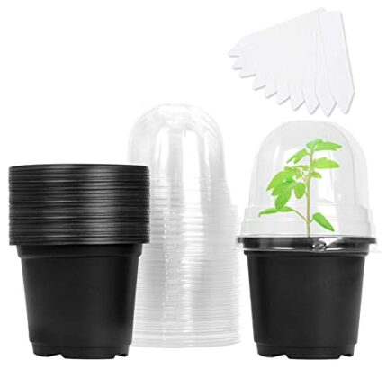 MIXC Plastic Nursery Pots Plant Pots Outdoor with Lid 30 Pack Small Flower Pots 10cm Potting Pots Seed Growing Pot for Seedlings Garden Multifunc