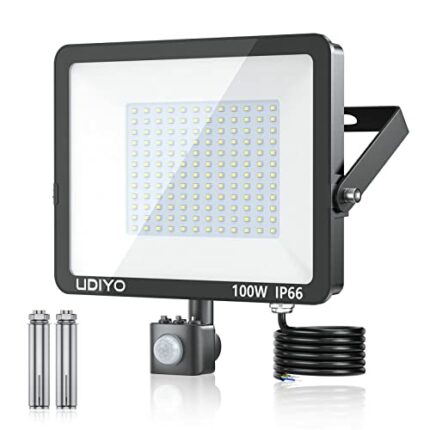 Security Lights with Motion Sensor, 100W LED PIR Floodlight, 10000 Lumens Super Bright, LED Flood Lights with 1.5M Power Cable IP66 Waterproof fo