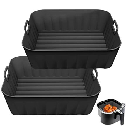 2 Pack Square Air Fryer Silicone Liner, 8.3 Inch Large Reusable Air Fryer Liners Fit for 4 to 7 QT Tower Oven, Air Fryer Accessories for COSORI U
