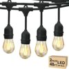 Svater Outdoor String Lights LED 96FT/29m, S14 2Pack 48FT Festoon Lights Mains Powered with 30+2 2W Glass Bulbs, IP65 Waterproof Garden String Li