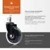 Black Chair Wheels. Ofituria Brand Silicone Wheels, 5 units, Perfect for Home or Office Furniture. They have a unique style and are reliable with