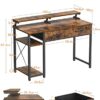 ODK Computer Desk with Drawers, Office Desk with Storage & Shelves, Work Writing Desk with Monitor Stand Shelf, Rustic Brown Home Office Desks fo