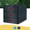 Leitz Click & Store Drawer Cabinet, 3 Drawers for Storing Papers & Documents, A4 Size Cardboard 3 Tier Folding Filing Cabinet, for Home/Office, C