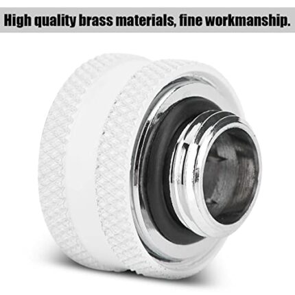 Compression Fitting, Practical Stable Brass Water Cooling Tube Fitting, Convenient for Computer Desk Water Cooling System (White Sold 4 Pieces a