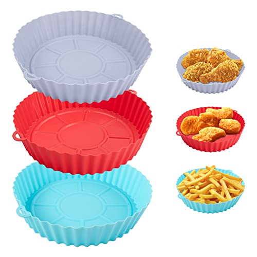 Silicone Air Fryer Liners, 3Pcs Air Fryer Liners Reusable Air Fryer Accessories Silicone Airfryer Liners Air Fryer Silicone Liner for Ninja Air F