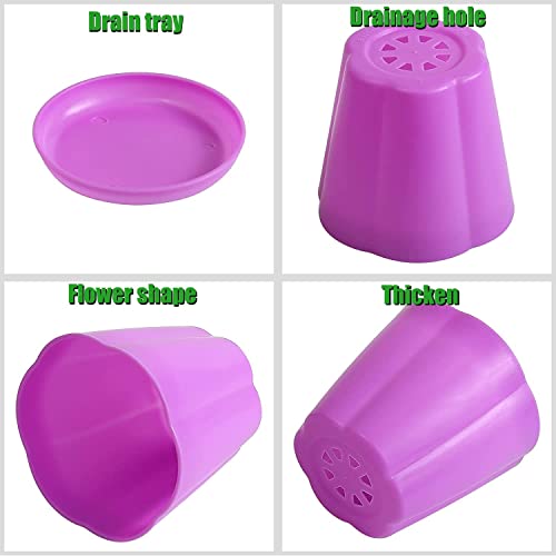 LATERN 10Pcs Plastic Plant Pots, 11cm Colorful Flower Pots Indoor Plant Pots Seedling Nursery Planter with Saucers for Garden Office Desk Balcony