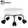 WKWKER Roller Seat PU Leather Low Round Rolling Stool Small Stool with Universal Swivel Caster Wheels for Home Office Garage Shop Fitness Sport,H