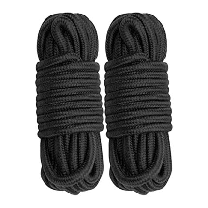 Cosymate Soft Cotton Rope Binding Rope All Purpose Thick Cotton Twisted Knot Tying Rope, 8mm Diameter, 5m Long, Pack of 2, Black