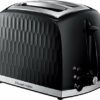 Russell Hobbs 26061 2 Slice Toaster - Contemporary Honeycomb Design with Extra Wide Slots and High Lift Feature, Black