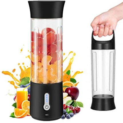 Canareen Portable Blender Smoothie Maker - 17 Oz Blender Bottle for Smoothies and Shakes | 4000mAh Rechargeable USB Mini Blender with 6 Blades |