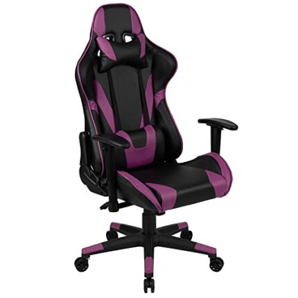 Flash Furniture X20 Gaming Racing Office Ergonomic Computer PC Adjustable Swivel Chair with Fully Reclining Back in Red LeatherSoft, Faux Leather