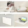 SKOAJAS White Wall Mounted Floating Folding Desk,Drop-leaf Dining Table,Fold Down Hideaway Workbench,for Small Spaces,Bedroom,Home Office,Balcony