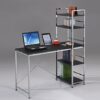 Major-Q 30" H Contemporary Style Modern Pewter Finish Clear Glass Top Home Office Computer Desk, 9000118