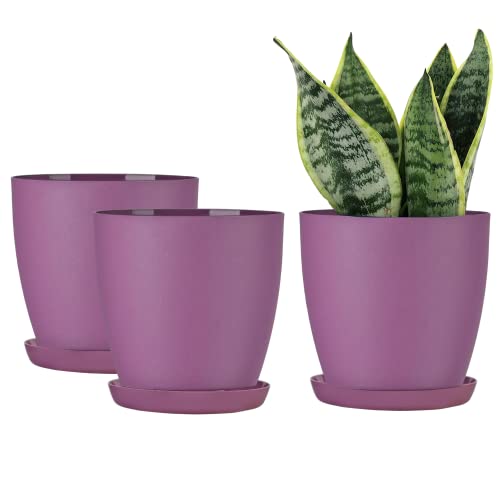 ORTEN Plant Pot Indoor Plastic Flower Pots for All House Plants, Herbs, Cactus, Orchid, Succulents Matt Colours, Set of 3 (Ø 12cm (4.72 in), Matt