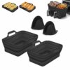 2PCS Foldable Silicone Liners for Ninja Dual Air Fryer AF400UK & Tower T17088, Tuuyee 7.87inch Silicone Air Fryer Pot Basket, Ninja Dual Air Frye