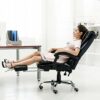 ZCMEB Executive Office Chair with Leather, Swivel Desk Chair for Home and Office, Ergonomic Computer Chair with Adjustable Seat (Color : Black(s)