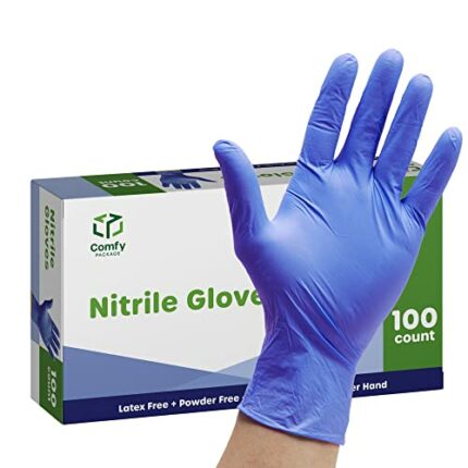 Comfy Package Powder-Free Disposable Nitrile Gloves [100 Pack] Medium