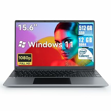 ANMESC 15.6'' Laptop 12GB DDR4 512GB SSD, Intel Celeron N5095 Quad-Core Processor Windows 11 up to 2.9Ghz, 1080P Screen Laptop Computer with Long