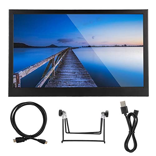 PUSOKEI 15.6in IPS Monitor, Portable Ultra-Thin 1080P Full HD Wide Viewing Screen,Double mini HDMI Input,Built-In 2x2W Speaker,Universal Display