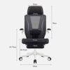 n/a Reclining Office Chair Ergonomic Computer Mesh Lounger Executive Swivel Office Desk Work Chair with Hidden Footstool and Lumbar Support