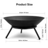 Amagabeli Fire Pits for Garden 56.8cm Premium Steel Fire Bowl Outdoor Fire Brazier for Garden BBQ Patio Heater Camping Portable Fire Basket Chimn