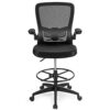 DINGZZ Drafting Chair Tall Office Chair Adjustable Height w/Lumbar Support Flip Up Arms