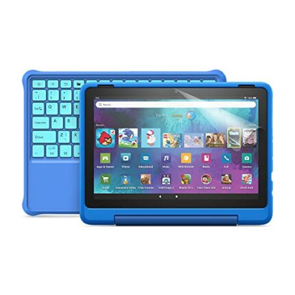 Fire HD 10 Kids Pro tablet (Sky Blue) + Kids Wireless Bluetooth Keyboard (Blue) + NuPro Screen Protector (2-Pack)