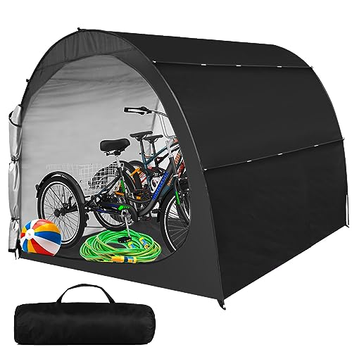H&ZT Oversized Bike Storage Tent - 63" Depth Storage for Over 4 Bikes Waterproof Anti-uv Outdoor Bicycle Cover, Lawn Mower Garden Tools Shed, Bac