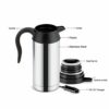 VOBOR Car Electric Kettle - 750ml 12V Stainless Steel Car Electric Kettle with Sealed Rubber Band Car Heating Cup Travel Kettle for Hot Water, Co