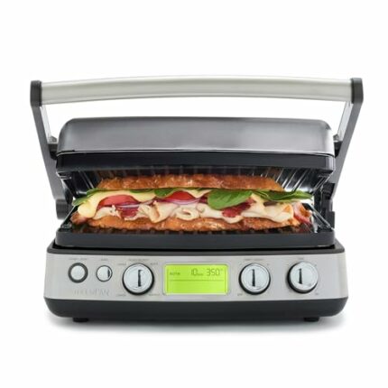 GreenPan Elite 6-in-1 Multi-Function Contact Grill & Griddle,PFAS-Free Healthy Ceramic Non-Stick,Dishwasher Safe Grill Plates,Adjustable Temp,Com