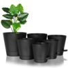 Warmplus Self-Watering Plant Pots Indoor, 20/17.5/16.5/15/14/12.5cm Plastic Flowerpots with Drainage Holes Saucer and Reservoir, Indoor Modern De