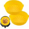 2Pcs Silicone Air Fryer Liners Reusable Air Fryer Silicone Pot Heat Resistant Round Silicone Baking Pan/Basket Air Fryer Accessories Paper Liners