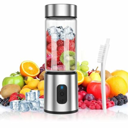 Portable Juice Extractor Mini Blenders: Small Fruit Juicer Cup USB Rechargeable Juice Extractor Electric Vegetable Juice Maker Strong Power 6 Bla