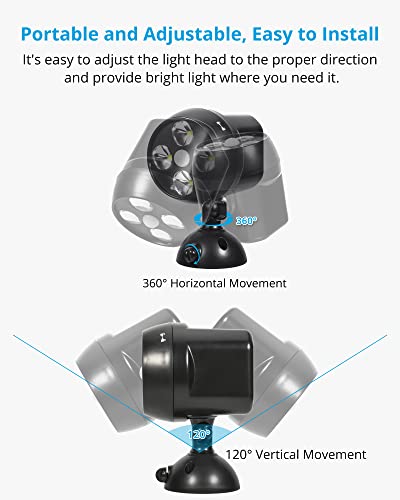 NICREW Battery Powered Outdoor LED Security Light 1 Pack, PIR Motion Sensor Spotlight, Weatherproof Outdoor Wall Light for Gardon Walkways, 600 L