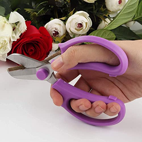 YYG Floral Shears, Premium Steel Garden Pruning Shears Floral Fruits Leaf Scissors Hand Pruner Snip Trimming Tool for Gardening Flower (Purple, 6